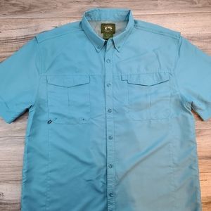 Stillwater Supply Company Mens Teal Fishing Shirt Size XL Vented Short Sleeve